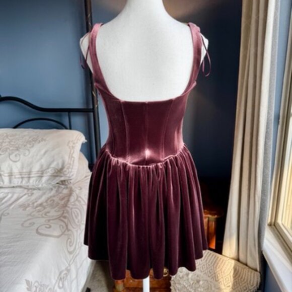 Zara Burgundy Velvet Corset Mini Dress - Picture 6 of 16